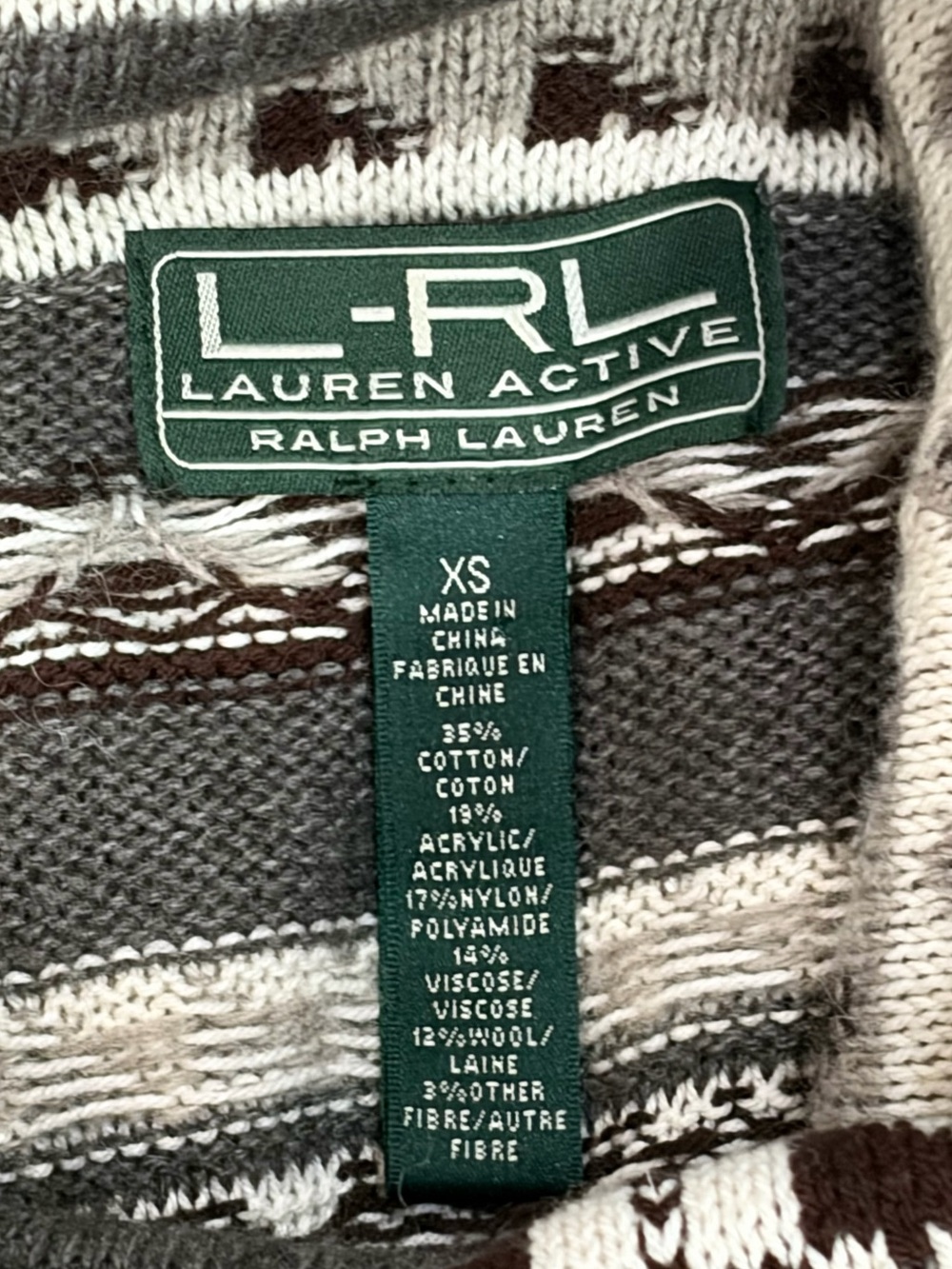 Vintage Ralph Lauren LRL Fair Isle Wool Funnel Neck Sweater XS - Picture 9 of 11